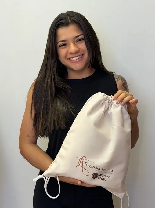 Paciente com a ecobag no consultório