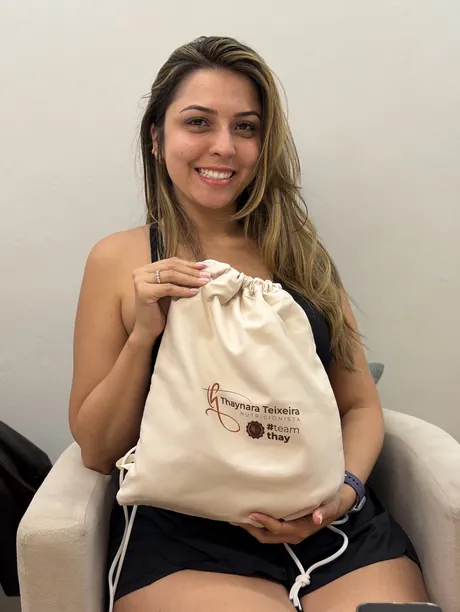 Paciente com a mochilinha NutriTransforma